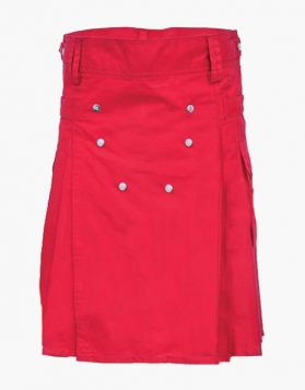 Red Utility Kilt with Studed Apron- Front Image