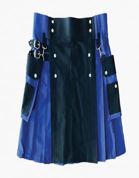 Royal Blue and Black Two-Tone Utility Kilt- Front Image