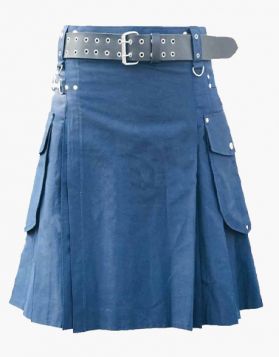 Royal Blue Utility Kilt with Cargo Pockets- Front Image