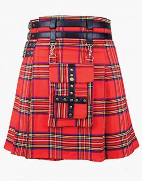 Royal Stewart Tartan Utility Kilt with Detachable Pocket - Front Image
