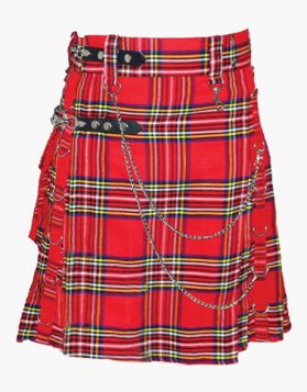Royal Stewart Tartan Utility Kilt with Detachable Pockets