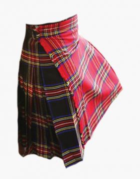  Royal and Black Stewart Pleated Tartan Kilt 