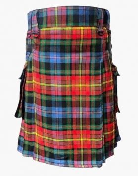 Scottish LGBT Tartan Utility Kilt with Leather Straps - Front Image