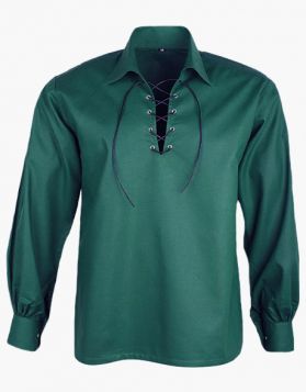 Sea Green jacobite Ghillie Kilt Shirt- Front Image