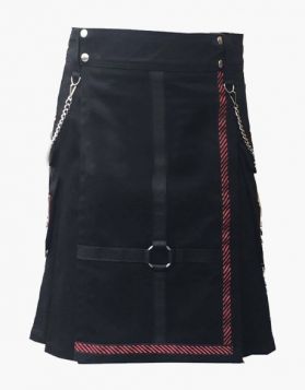 Standard Black Utility Kilt with Chains- Front Image