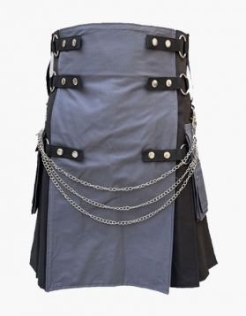 Stylish Black and Grey Gothic Utility Kilt
