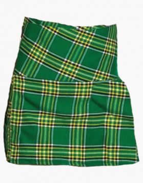 Stylish Irish Green Short Tartan Kilt with Fastening Straps