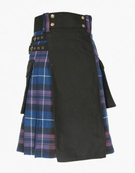 Stylish Pride of Scotland Hybrid Kilt with Black Apron - Front Image 