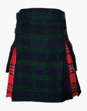 Two Tartan Black Watch and Royal Stewart Hybrid Kilt