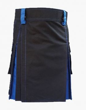 Two-Tone Black and Blue Hybrid Kilt - Front Image