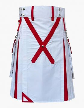 Two-Tone White Hybrid Kilt with Pleats 