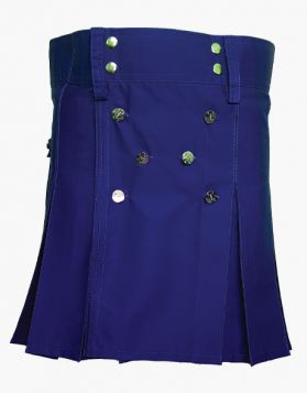 Ultimate Classic Blue Utility Kilt with Studded Apron- Front Image
