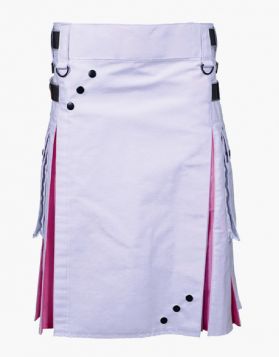 White and Pink Lautreamont Hybrid Kilt- Front Image