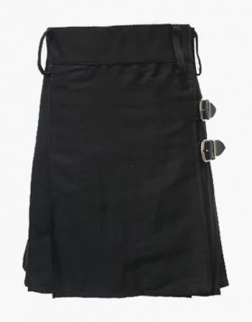 Women Black Utility Kilt Pockets - Front Image