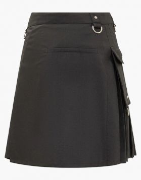 Women Black Utility Kilt with Pockets
