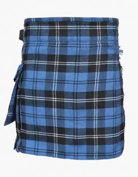 Women Ramsay Blue Utility Kilt with Leather Straps