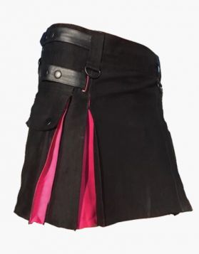  Women's Black and Pink Hybrid Kilt