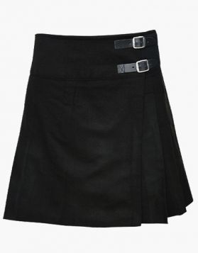 Women’s Black Tartan Mini Skirt Kilt- Front Image