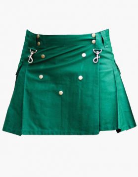 Women's Stylish Green Short Utility Kilt