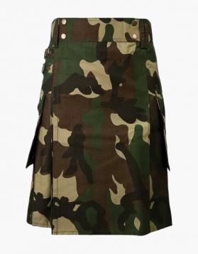 Woodland Camo Tactical Kilt- Front Image