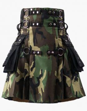 Woodland Camouflage Gothic Utility Kilt -Front Image